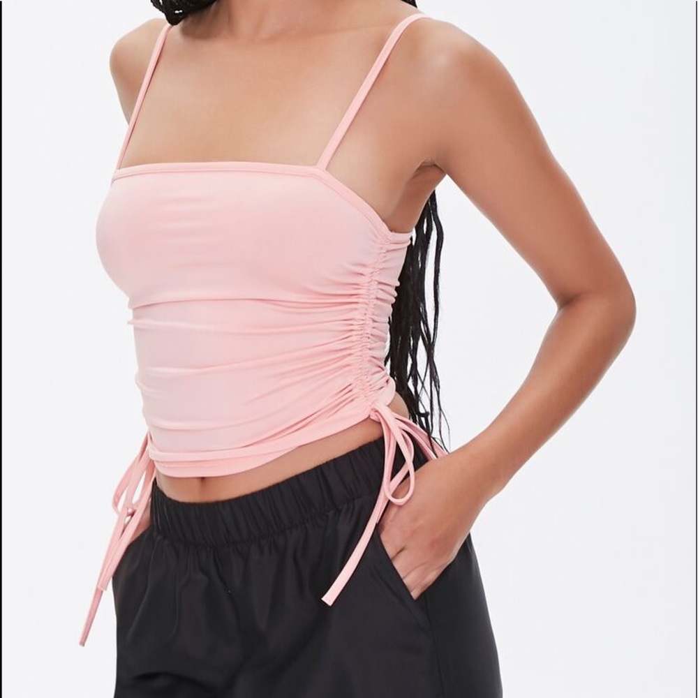 Ruched Drawstring Cropped Cami